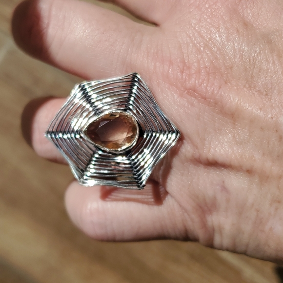 New Morganite Spiderweb 925 Silver Ring. - Picture 10 of 11